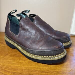 GEORGIA GIANT Boots Womens 8.5 Brown Leather Slip On Work Casual Shoes